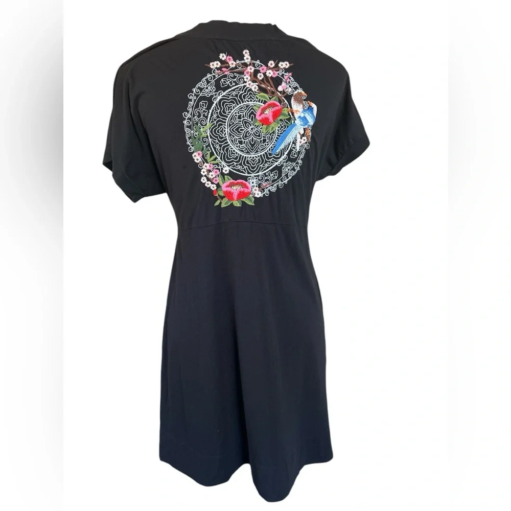 JOHNNY WAS LA Osaka knit embroidered shirt dress size Large - Picture 4 of 13